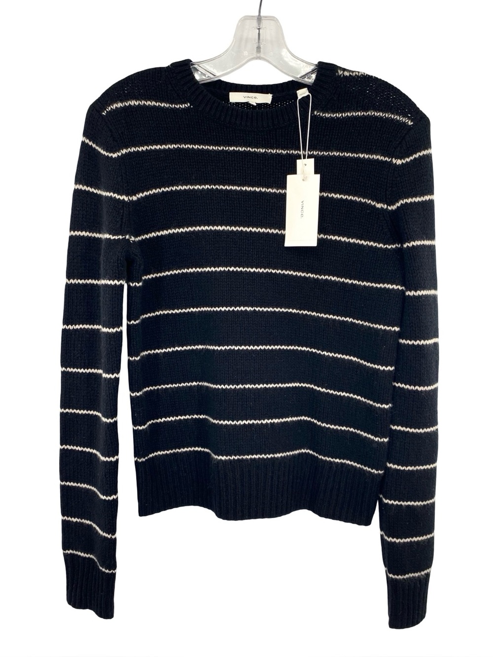 Vince Cashmere Railroad Stripe Long Sleeve Sweater New Size Small